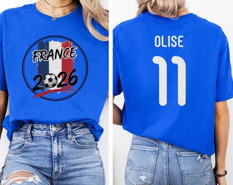 Camiseta gráfica de Olise #11, jugador estrella de Francia, estilo camiseta de fútbol de dos caras, regalo personalizado, camiseta unisex inspirada en los aficionados al fútbol del Mundial.