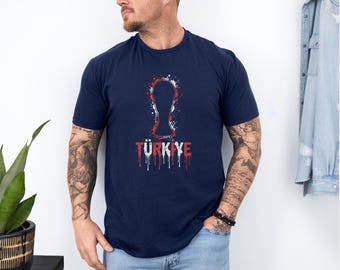 Türkiye Trophy Colors Soccer Minimalist Graphic Tee, Splash Cup Style Football Design for Fans, 2026 World USA Animated Unisex T-Shirt