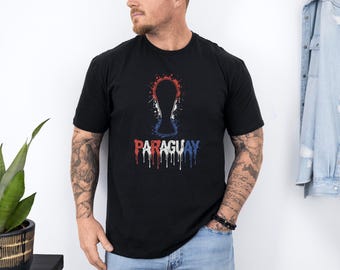 Paraguay Trophy Colors Soccer Minimalist Graphic Tee, Splash Cup Style Football Design for Fans, 2026 World USA Animated Unisex T-Shirt