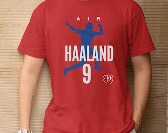 Air Haaland #9 Norway Style Soccer Graphic Tee, Animated 2026 World USA Design, Football Star Player Support Gift for Fans Unisex T-Shirt