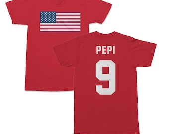 Camiseta gráfica de Pepi #9 inspirada en la selección de EE. UU., estilo jersey, homenaje a la estrella de dos caras para fanáticos, regalo del Torneo Mundial de Fútbol, camiseta unisex