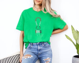 Iraq Trophy Colors Soccer Minimalist Graphic Tee, Splash Cup Style Football Design for Fans, 2026 World USA Animated Unisex T-Shirt
