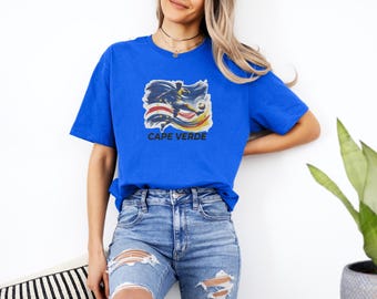 Cape Verde Soccer Player Fan Shirt, Cabo Verde Flag Custom Gift Football Supporter Graphic Tee, Personalized Island Heritage Unisex T-Shirt