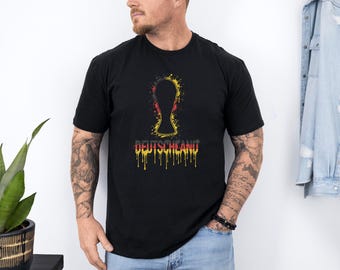 Deutschland Trophy Colors Soccer Minimalist Graphic Tee, Splash Cup Style Football Design for Fans, 2026 World USA Animated Unisex T-Shirt