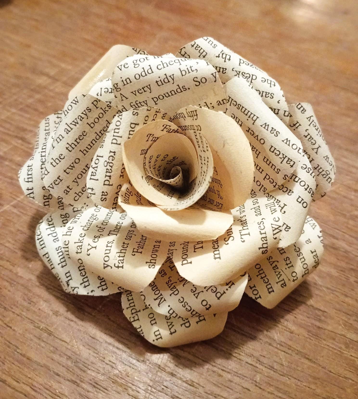 Vintage Book Page Rose