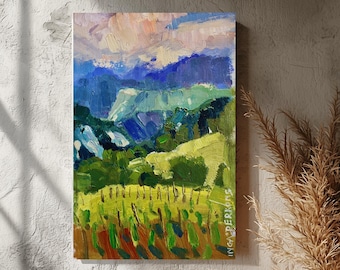 Original Landscape Georgia Mountain Oil Painting Canvas Art, Nature Wall Decor, Unique Gift for Graduate, Birthday gift, Celebration