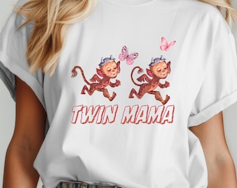 Twin Mama Shirt, Funny Twin Mom Tee, Litle Devils Mom Shirt, Comfort Colors T-Shirt, Mom of Twins Gift, Cute Mama Shirt