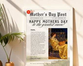 Mother’s Day Printable Digital File, Custom Letter and Photo Gift for Mom, Sentimental Keepsake Poster, Instant Download Wall Art