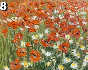 Custom Small Original Art, Wildflower Bundle Meadow Flower Art, Impasto  Wildflower Meadow  Oil Landscape, Framed , Colorful  Wall Art