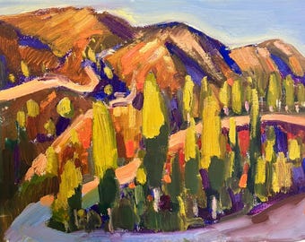 Original Autumn  Portugal Mountains Wall Art, Original Oil Painting , Vibrant Fall Landscape Canvas, Art,  Impressionist Wall Decor Gift