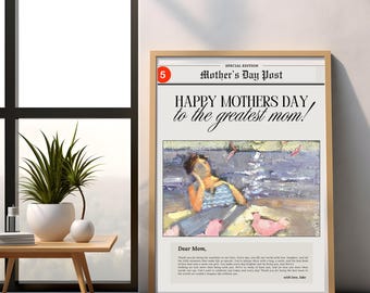 Happy Mothers Day to the Greatest Mom Poster, Personalized Mother’s Day Gratitude Print, Custom Photo and Text Gift for Mom