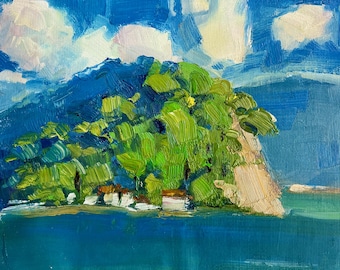 Original Plein Air Beach Painting Montenegro, One of a Kind Coastal Wall Art, Unique Gift Home Decor