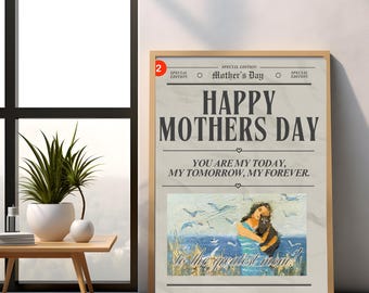 Special Edition Mom gift, Personalised Mother’s Day Newspaper Style Print, Custom Photo and Text Gift for Mom, Thankful, Mom!