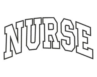 Motif de broderie appliqué d'infirmière | Lettrage universitaire (téléchargement numérique)