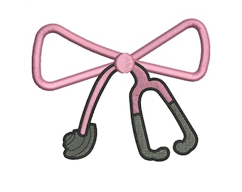 Motif de broderie noeud stéthoscope, modèle médical infirmière (téléchargement numérique)