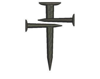 Motif de broderie croix trois clous, symbole de la foi chrétienne, motif de broderie, 4 tailles 3, 2,5, 2, 1,5 pouces, fichiers à téléchargement immédiat