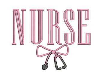 Motif de broderie d'infirmière | Fichier de broderie infirmière noeud stéthoscope | 10 pouces, 8 pouces, 6,5 pouces, 4 pouces de diamètre | Broderie machine pour le personnel médical | PES DST, etc.