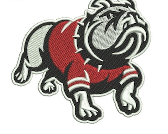 Motif de broderie mascotte bouledogue | 4 tailles (4", 3,5", 3", 2,5") | fichier de broderie machine | téléchargement immédiat | pes dst exp vp3 jef hus emb