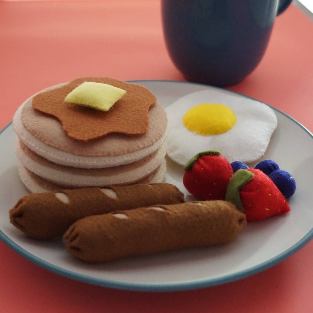 Felt Playfood Pancakes Set Breakfast Egg Sausages Pretend Play Etsy