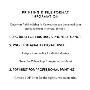 May include: White text on a white background provides printing and file format information. The text lists JPG, PNG, and PDF formats, with descriptions for each, including "BEST FOR PRINTING & PHONE SHARING" and "HIGH QUALITY DIGITAL USE."