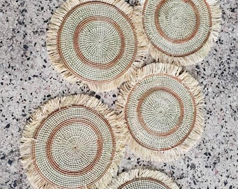Handmade African Sisal Placemats (Set of 6) – Boho Table Decor