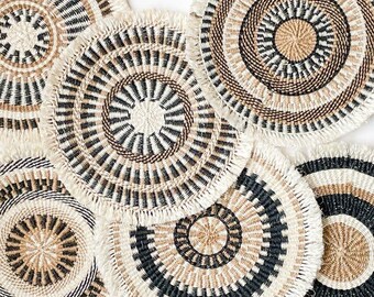 Handwoven African Table Mats – Boho Dining Decor, Natural Fiber Placemats, Set of 6