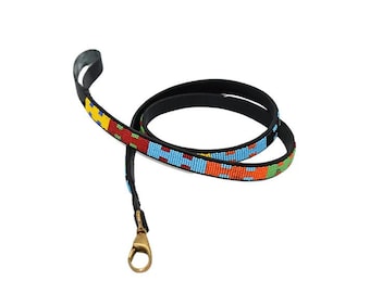 Handmade Maasai Beaded Leather Dog Leash | African Pet Lead