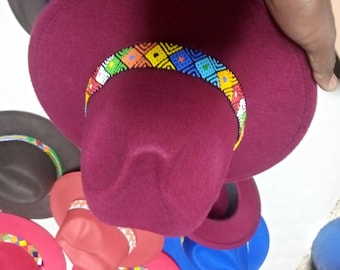 Handmade Beaded Fedora Hat, Summer Beach Fashion