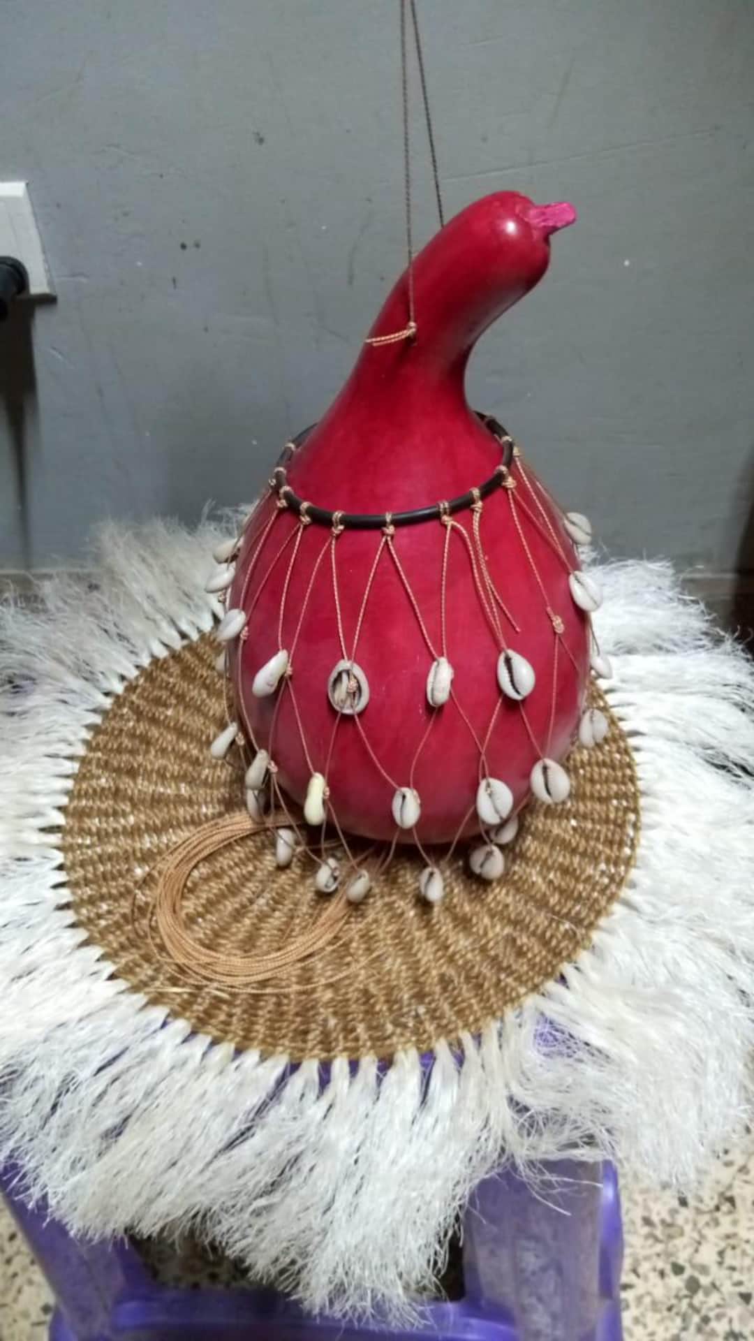 Handmade African Shekere – Cowrie Shell Rattle, Gourd Shaker Percussion ...