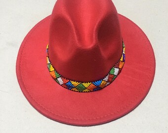 Handmade Beaded Fedora Hat | African Bead Hat | Summer Fashion Accessory