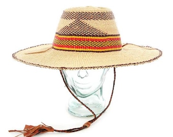 Sombrero de paja africano tejido a mano / Sombrero para el sol de ala ancha, estilo bohemio