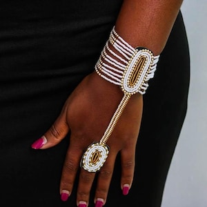 Handmade Maasai Beaded Bracelet Ring Set | African Tribal Jewelry for Women | Boho Hand Jewelry