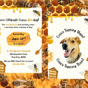 Bee Themed Dog Birthday Party Invitation: It&#39;s My Bee-day (Digital Download)