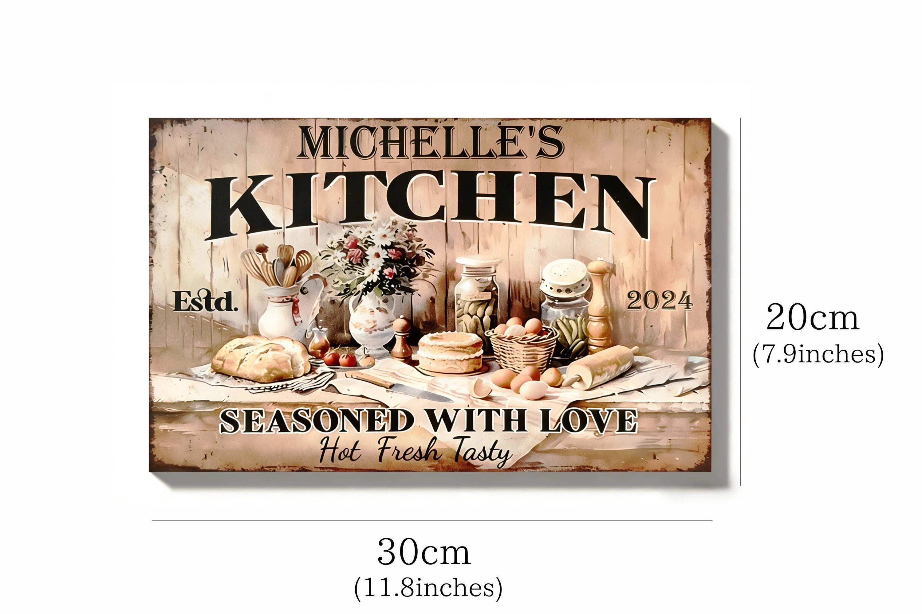 Personalized Kitchen Metal Sign Vintage Farmhouse Wall Decor Custom ...