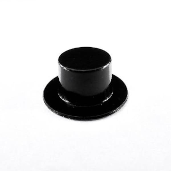 Mini Top Hat Black Plastic Acrylic, 11 mm x 19 mm Christmas Melting Snowman Snow Globes, Winter Crafts, Fairy Gardens, Doll Houses