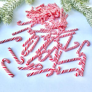 Miniature Polymer Clay Candy Canes - Perfect for Fairy Gardens, Christmas Crafts, Slime, Dollhouse Decorations, Scrapbooking, Hair Bows
