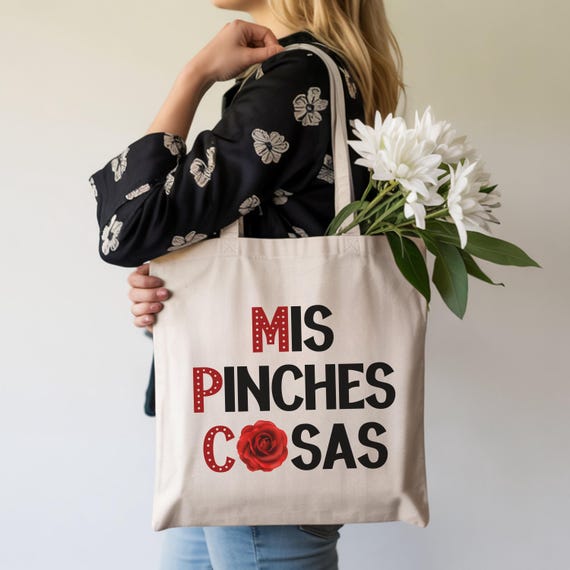 Funny Spanish Tote Bag, Latina Humor Canvas Bag, Reusable Shopping Tote, Spanglish Grocery Bag, Regalo para Latina, Funny Hispanic Gift