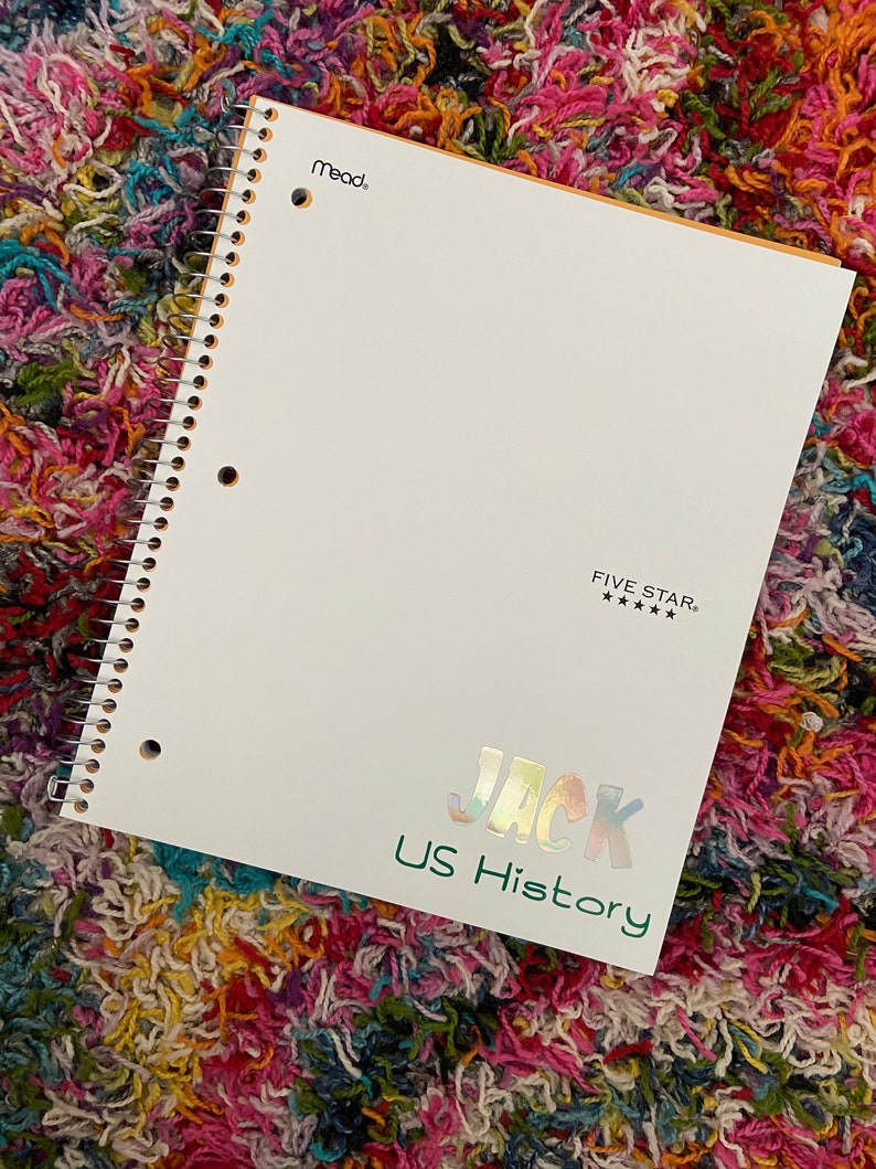 Custom Notebook Label Decal Spiral Notebook Labels Etsy