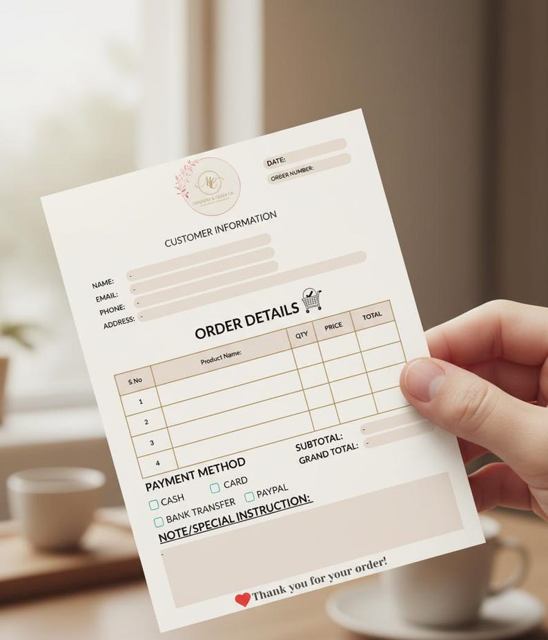 Editable Custom Order Form Template for Small Business Cottage Business ...