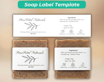 Handmade Seife Label Vorlage | Bearbeitbare Bauchband Seifenverpackung | Leinwand Seifenpapier | Dish Wash & Hand Soap Label | Kleinunternehmer