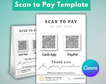 Scan to Pay QR-Code Zahlungsschild | Digitaler Download | Druckbares kontaktloses Bezahlen für kleine Unternehmen, Shop & Verkäufer