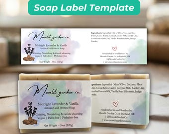 Selbstgemachte Seife Etikettenvorlage | Bearbeitbare Canvas Seifenverpackung | Cottage & Small Business Seifenverpackung | Digitaler Download