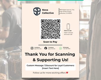 Scan to Pay Vorlage für Landwirte | Digitaler Download für Cottage Lebensmittel, Bäckerei, Bauernmarkt & Small Business Schild