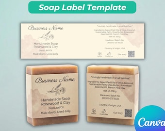 Seife Label Vorlage Canva | DIY Belly Band Seife Label | Hochzeit Geschenk Seifenetikett | Handgemachte Seifenverpackung | Bearbeitbarer digitaler Download