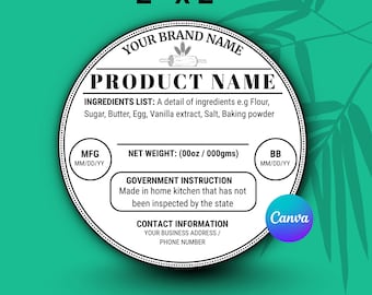 Bearbeitbare Cottage Lebensmitteletiketten zum Ausdrucken | Etiketten für Kekse, Kuchen und Backwaren | digitaler Download | Leinwand