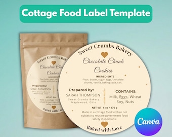 Cottage Food Label Vorlage für Bäckerei |  Cookies Label Template Frühling | Digitale Aufkleber für das Branding | für Kekstüte oder Paket verwenden