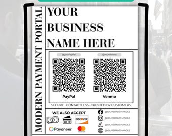 Scan to Pay QR Sign | Digital Download 8.5x11 | Cashless Payment QR Code for Farmers Markets & Small Businesses