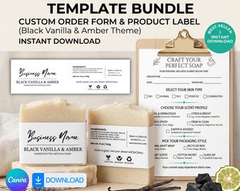 Seifenetikettenvorlage Canva bearbeitbar, Bar-Seifenbauchband, Sommerseifen-Business Kit, Hochzeitsverpackung, kundenspezifisches Bestellformular, digitaler Download