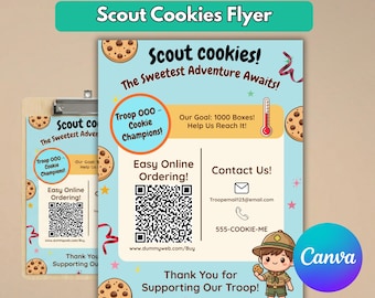 Cookies Flyer Vorlage 2026 Bearbeitbar mit QR-Code, fertig zum Drucken digitaler Flyer, benutzerdefinierter Cookie (digitaler Download)