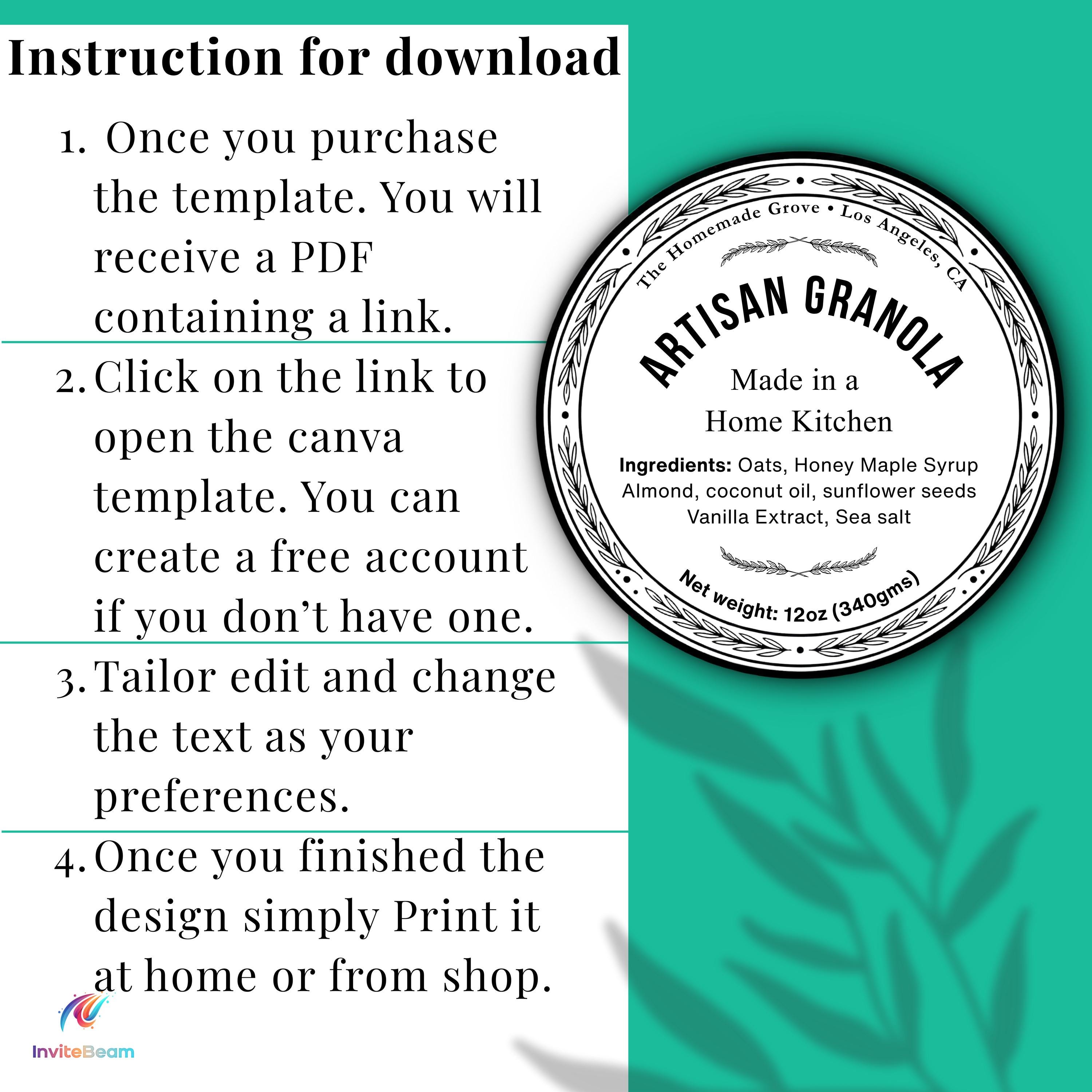 Cottage Food Label Template | DIY Bakery Stickers Printable | Editable ...